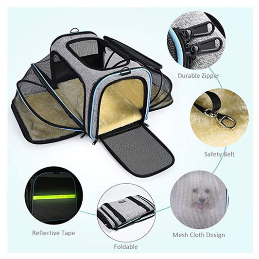 Carrier For Cats and Dogs  Airline Approved Expandable Foldable - maxsophie.com